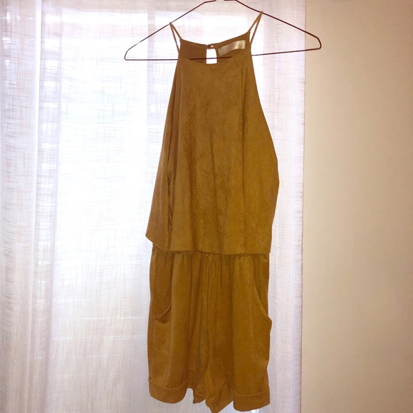 Pants - Soft velvet mustard romper
